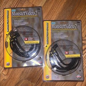(2) Monster Cable S Video Cables 2m